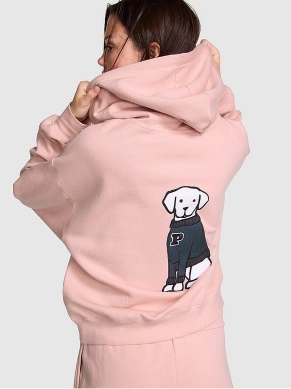 VS PINK LIMITED EDITION Fleece “DOG” Campus Full-Zip LARGE HOODIE